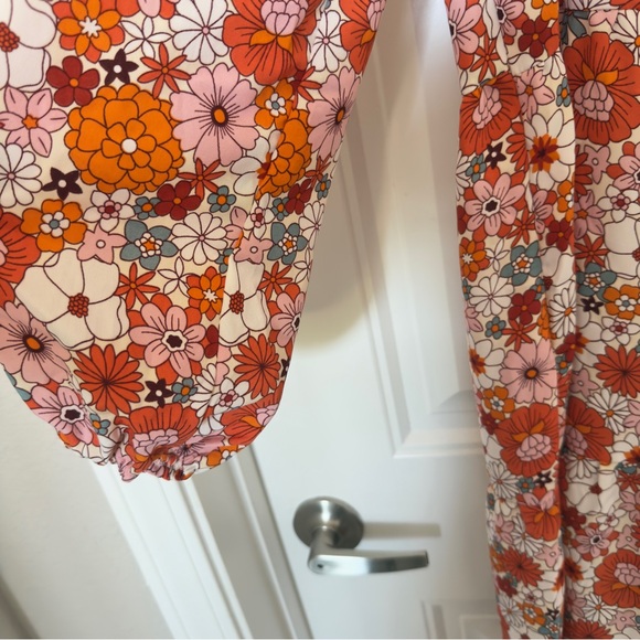 Dokotoo Academia Style V Neck Large Cottagecore Tiered Midi Floral Print Dress - Picture 7 of 10